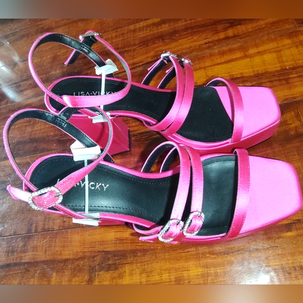 LISA VICKYBabe Strappy Platform Sandal In Raspberry Size 9 - Picture 3 of 9
